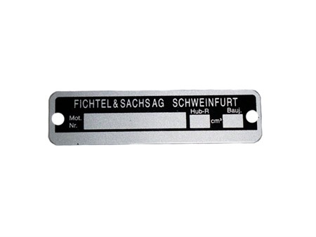 Typenschild "Sachs" Typenschild "Sachs"
