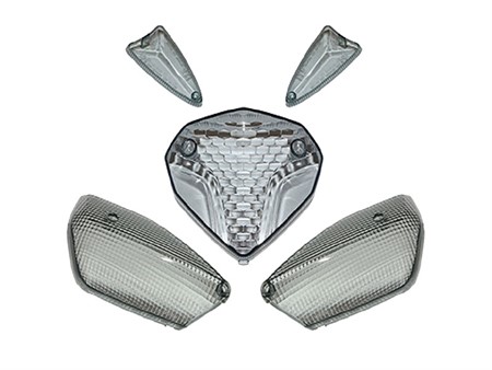 Kit cabochons clignotants+feu arrière fumés noir, scooter Yamaha Aerox New NS dès 2013