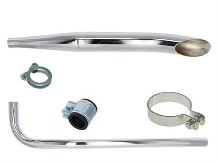 Pot d'échappement latéral Ø28/60mm chromé, moteur vélomoteurs Sachs 503