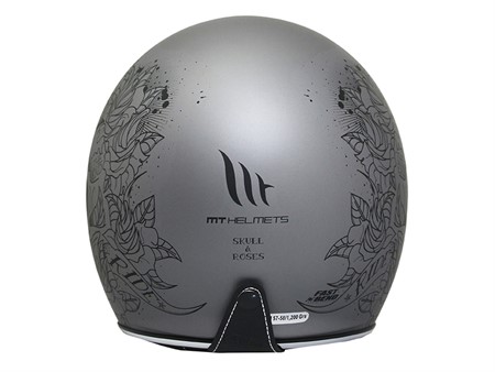 Casque JET ouvert Le Mans "Skull & Roses" gris, Taille : XXL