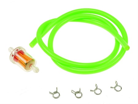 Durite vert fluo avec filtre à essence, Ø=5mm, universel vélomoteur/scooter Durite vert fluo avec filtre à essence, Ø=5mm, universel vélomoteur/scooter