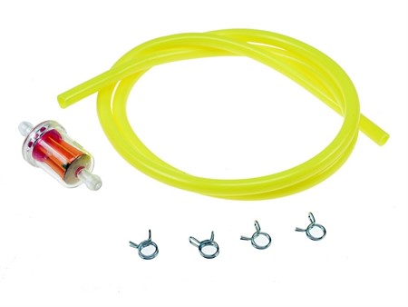 Durite jaune fluo avec filtre à essence, Ø=5mm, universel vélomoteur/scooter Durite jaune fluo avec filtre à essence, Ø=5mm, universel vélomoteur/scooter