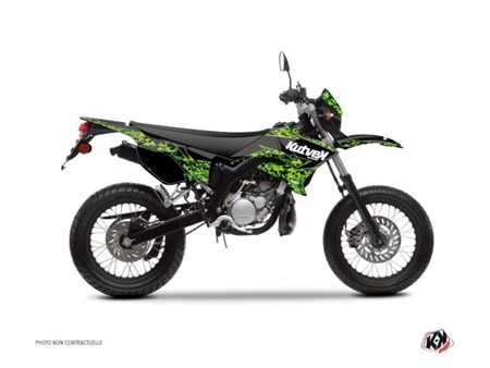 Kit déco stickers Predator noir/vert, moto Yamaha 50 DT 2007 à 2011