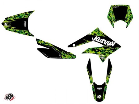 Kit déco stickers Predator vert/noir, moto 50cc Derbi X-Trem 2010 à 2017