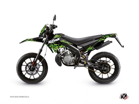 Kit déco stickers Predator vert/noir, moto 50cc Derbi X-Trem 2010 à 2017
