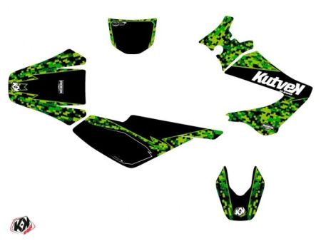 Kit déco stickers Predator noir/vert , moto 50cc Derbi X-Trem, X-Race 2005 à 2009