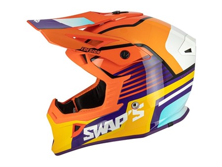 Casque Cross supermotard SWAPS -Casque Cross supermotard SWAPS - S818 Blur, rouge-orange Taille : S