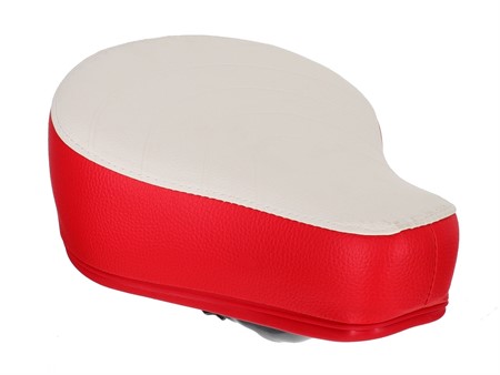 Selle universelle vélomoteurs rouge/blanche