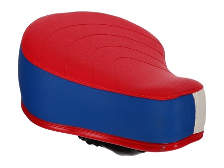 Selle universelle colorée en rouge / blanc/bleu