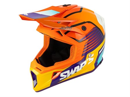 Casque Cross supermotard SWAPS - S818 Blur, rouge-orange Taille : XS