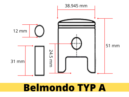 Piston A 38.945mm, vélomoteurs Zündapp Belmondo (type 247)