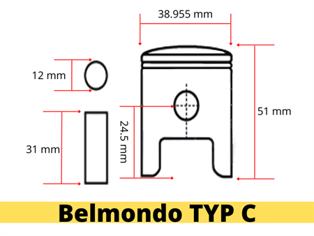 Piston AC 38.955mm, vélomoteurs Zündapp Belmondo (type 247)