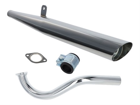 Pot d'échappement Custom chrome, vélomoteurs Puch Supermaxi S Pot d'échappement Custom chrome, vélomoteurs Puch Supermaxi S