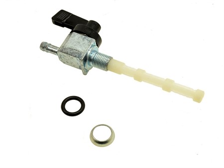 Robinet d'essence M10x1mm droit, levier plastique, universel vélomoteurs, motos...