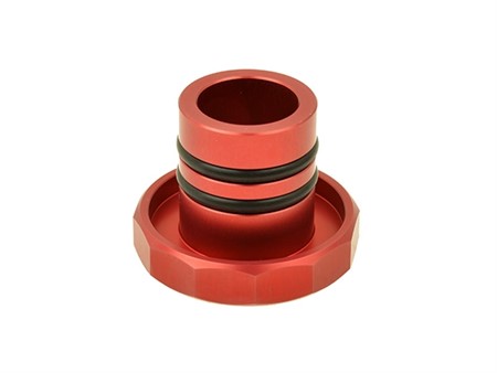 Bouchon de réservoir CNC (12 facettes), alu rouge, vélomoteur Puch Maxi