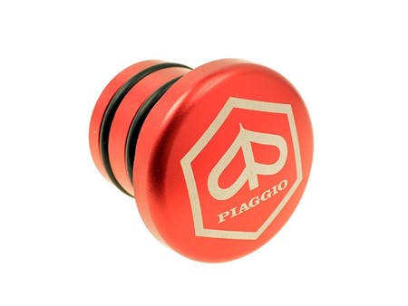 Bouchon de réservoir dessence alu rouge rond (logo Piaggio), vélomoteurs Piaggio Ciao