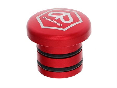 Tankdeckel "rot" alu Piaggio Ciao rund (Piaggio Logo)
