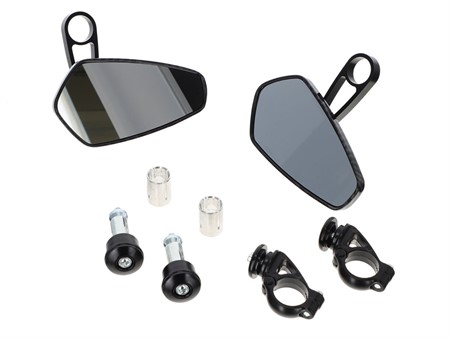 Paire de retroviseurs de guidon (13 et 17mm) look carbone, universel