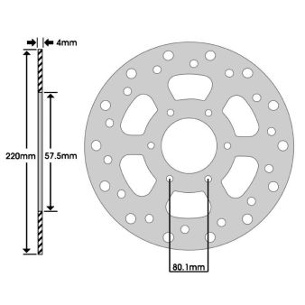 Disque de frein arrière 220x57.5x6x 6 trous, moto 50-125cc Cagiva Mito 1997-2001
