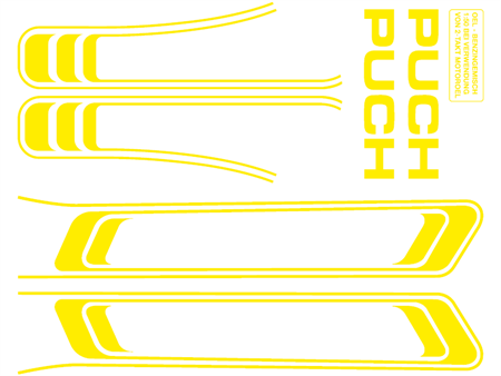 Kit déco stickers autocollant 1ère qualité, jaune, vélomoteurs Puch Maxi