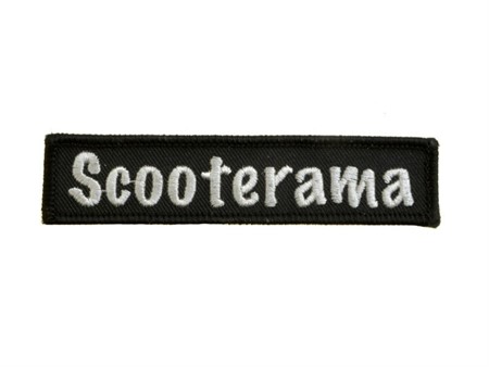 Ecusson SCOOTERAMA textile, a coller au fer à repassser ou a coudre. Ecusson SCOOTERAMA textile, a coller au fer à repassser ou a coudre.