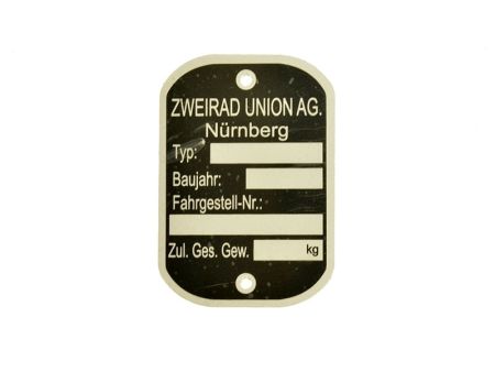 Typenschild Zweirad-Union Typenschild Zweirad-Union