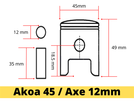 Kolben 45 mm zu Zylinderkit Sport AKOA Alu, Sachs 503 AB/AC