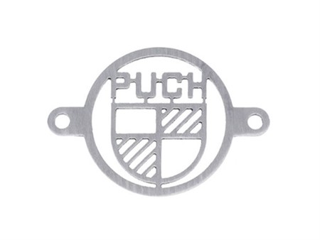 Emblème Puch (inox) pour couverture du trou de filtre à air