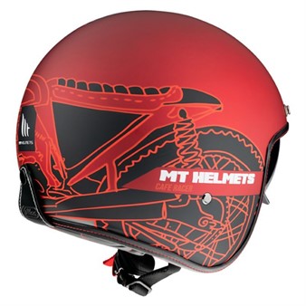 Casque JET rouge ouvert Le Mans Cafe Racer, Taille : XS