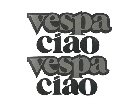 Autocollant Vespa Ciao Gris / Noir 2 pièce