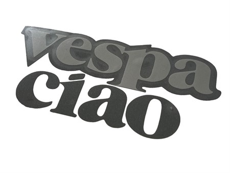 Aufkleber Vespa Ciao grau / schwarz 2 Stück