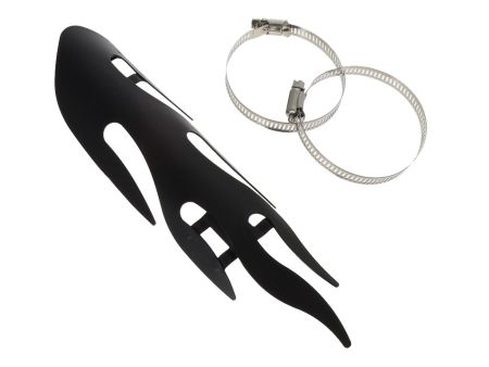 Plaque pare chaleur protection thermique noir, design flamme, universel pot d'échappement