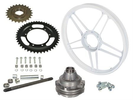 Hinterrad 17" Puch, weiss, inkl. Radnabe Leleu Hinterrad 17" Puch, weiss, inkl. Radnabe Leleu