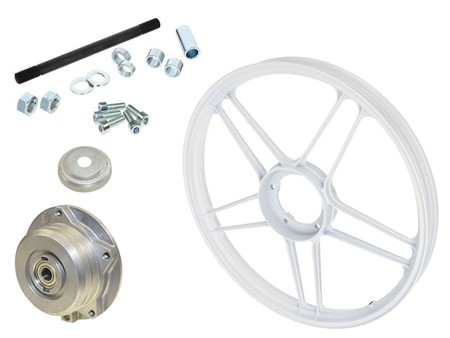 Kit roue avant 17 x 1.35 Grimeca alu à batons BLANC, vélomoteurs Puch Maxi Kit roue avant 17 x 1.35 Grimeca alu à batons BLANC, vélomoteurs Puch Maxi