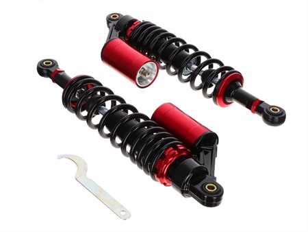 Amortisseur arrière 360mm M8 noir/rouge, vélomoteurs universels Amortisseur arrière 360mm M8 noir/rouge, vélomoteurs universels