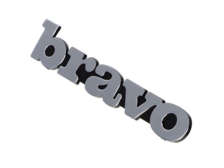 Emblème/Effigie/Logo "BRAVO" alu (1pce), vélomoteur Piaggio Ciao Emblème/Effigie/Logo "BRAVO" alu (1pce), vélomoteur Piaggio Ciao