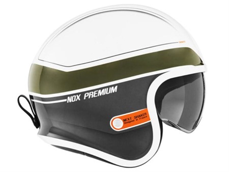 Casque Jet NOX Premium Next Shaker ( blanc/kaki/orange) Taille : S (55-56)