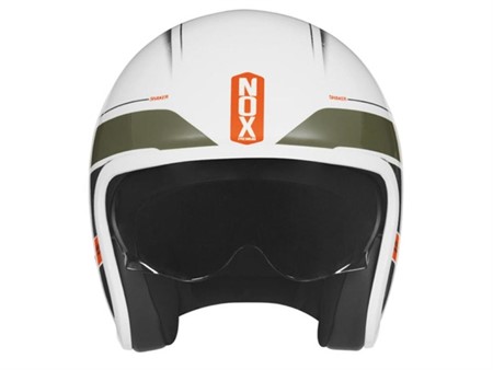 Casque Jet NOX Premium Next Shaker ( blanc/kaki/orange) Taille : S (55-56)