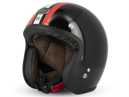 Casque Jet Gasoline Cafe Racer S250, noir / rouge / blanc brillant,  taille : S