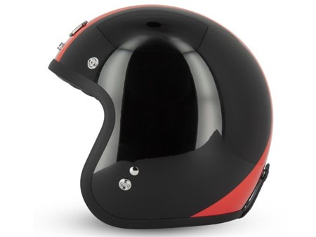 Casque Jet Gasoline Cafe Racer S250, noir / rouge / blanc brillant,  taille : S