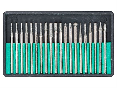 Boite de fraises 3mm diamantées pour mini meuleuse (20pcs) Boite de fraises 3mm diamantées pour mini meuleuse (20pcs)