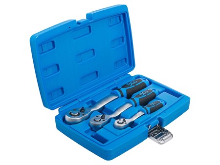 Umschaltknarren-Satz | feinverzahnt | Abtrieb Außenvierkant 6,3 mm (1/4") - 10 mm (3/8") - 12,5 mm (1/2") | 3-tlg.