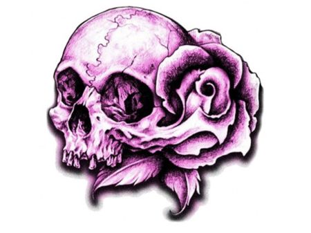 Autocollant stickers "tete de mort rose" 60x80mm