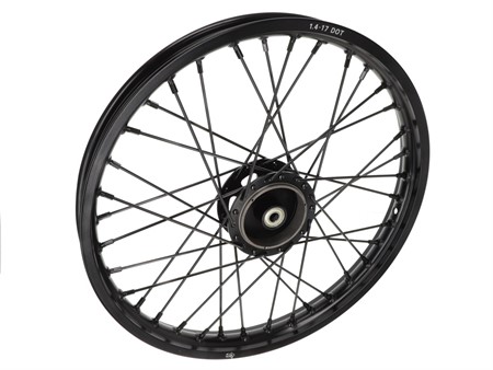 Roue à rayons 17"pouces avnt noir moyeu CNC, vélomoteur Peugeot 103 avant / Puch-Sachs avec frein Roue à rayons 17"pouces avnt noir moyeu CNC, vélomoteur Peugeot 103 avant / Puch-Sachs avec frein