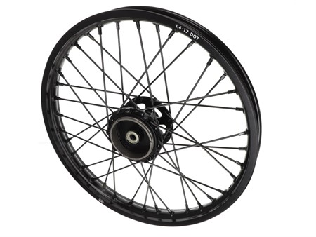 Roue à rayons 17pouces arrière noir moyeu CNC, vélomoteur Peugeot 103 avant / Puch-Sachs avec frein torpedo