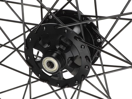 Roue à rayons 17"pouces arrière noir moyeu CNC, vélomoteur Peugeot 103 avant / Puch-Sachs avec frein torpedo