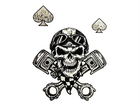 Autocollant sticker "Casque tête de mort" 60x80mm
