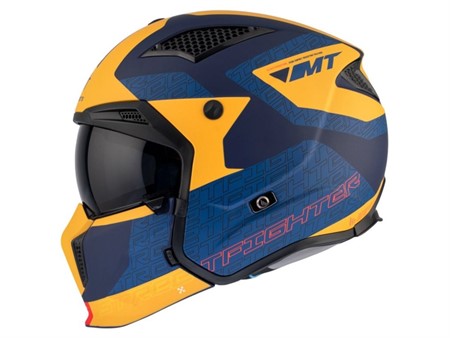 Trial Helm MT Streetfighter SV TOTEM C3 MATT Blau/Gelb MATT  Gr.S