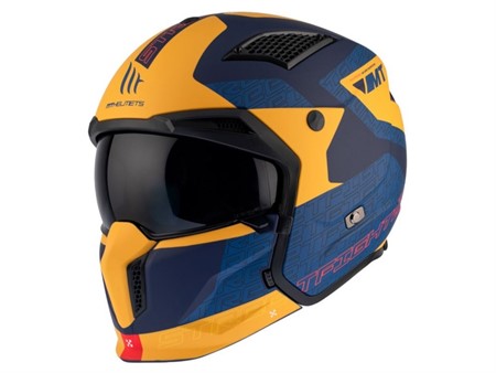 Casque trial MT Streefighter SV TOTEM B4 MATT, Bleu / Jaune Taille : S