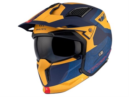 Casque trial MT Streefighter SV TOTEM B4 MATT, Bleu / Jaune Taille : S